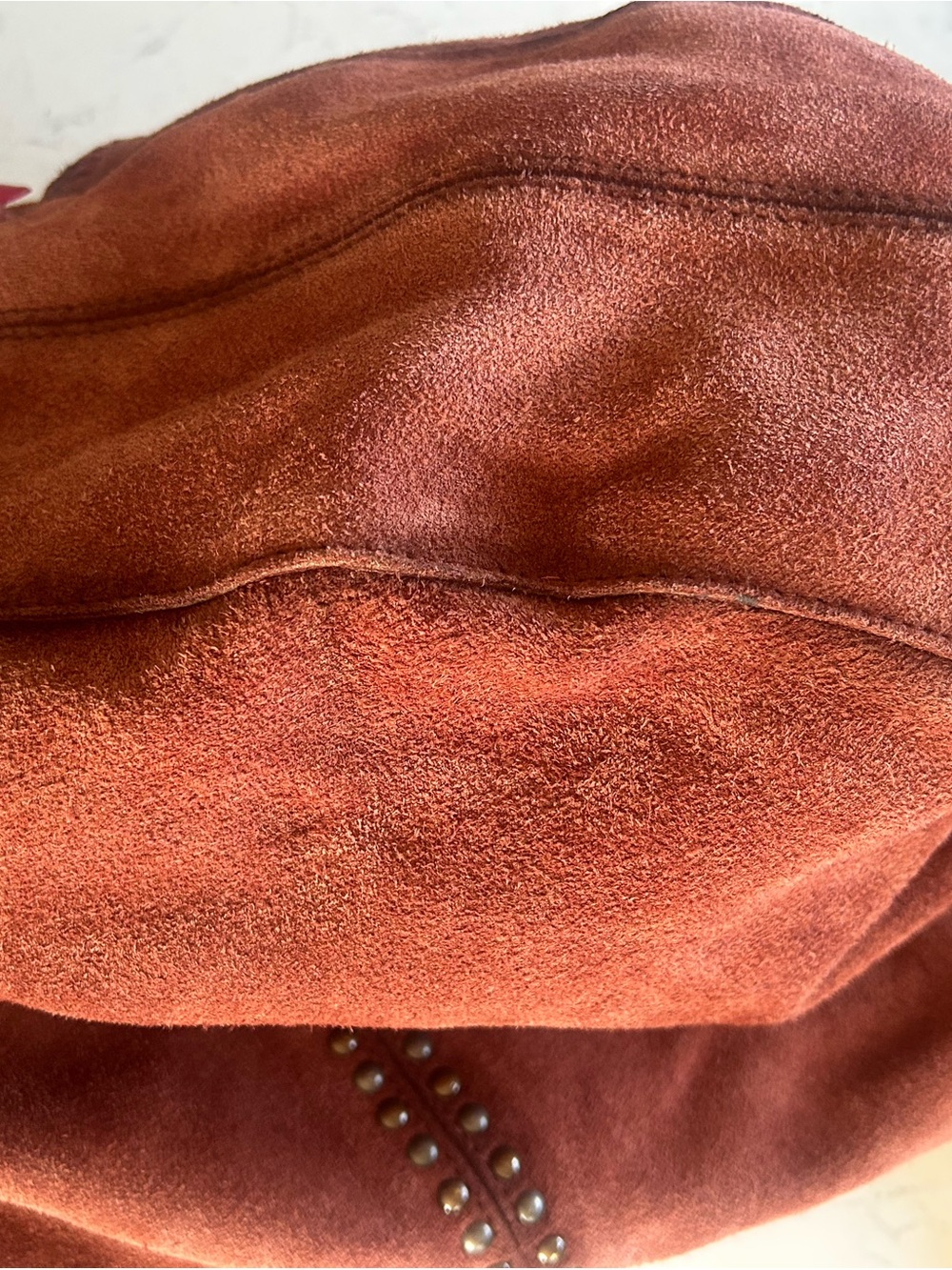 Free People Serengeti Suede Slouchy Hobo Tote in Brick - Picture 11 of 16